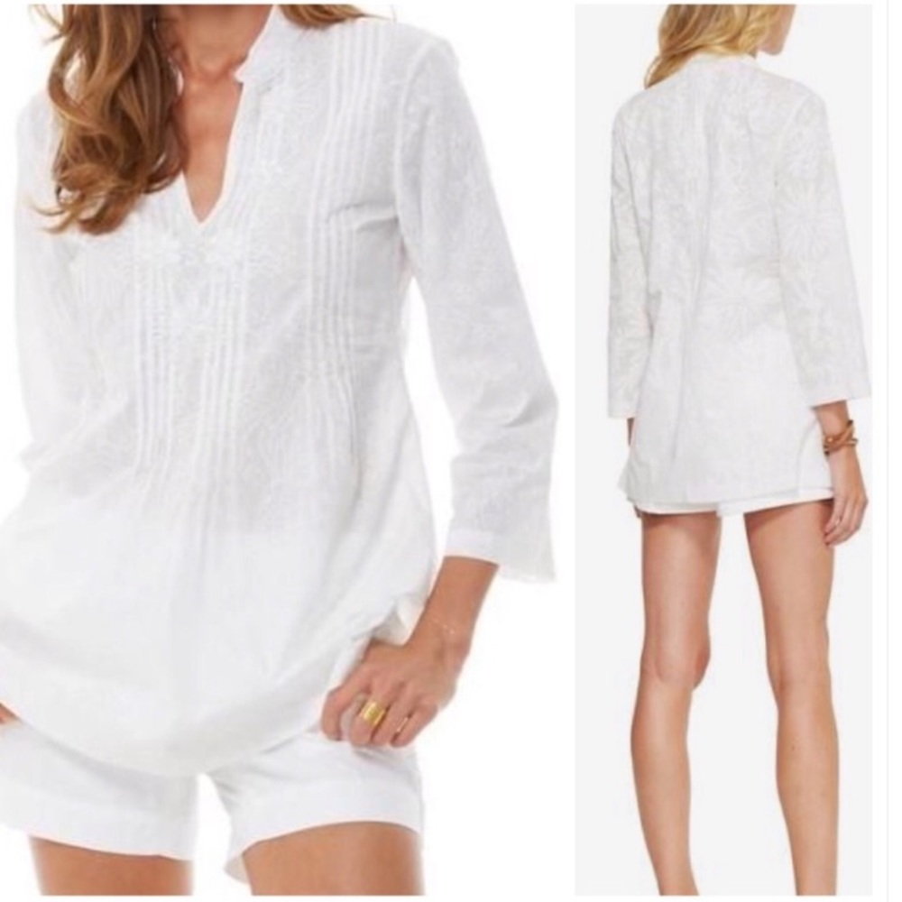 Lilly Pulitzer White Beaded Embellished Tunic
